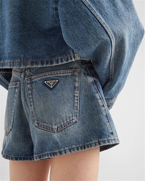 prada biker shorts|Prada denim shorts.